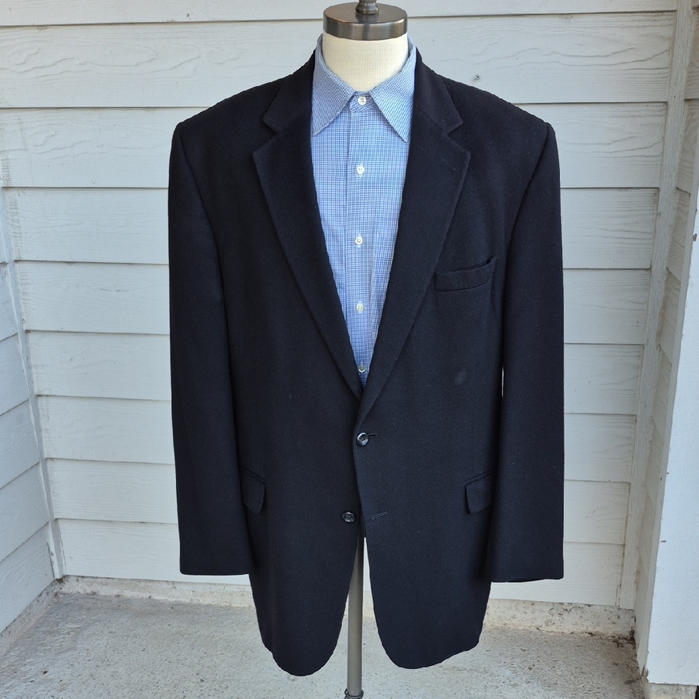 JOS A BANK Black Weave CASHMERE Sz 48 L Mens‎ Sport Coat Blazer